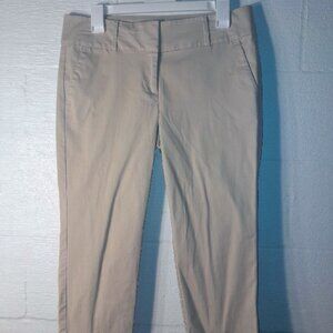 Ann Taylor Petite Signature Chino Tan Khaki Pants Women's Size 8 Cotton Stretch